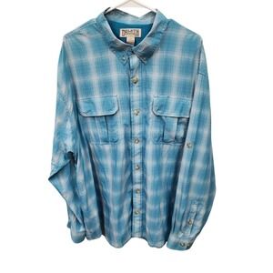Duluth Trading Mens Fishing Shirt Blue 2XL Outdoors Hiking Camping Breathable